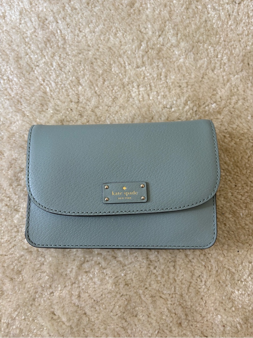 kate spade Dusty Blue Pebbled Leather Clutch